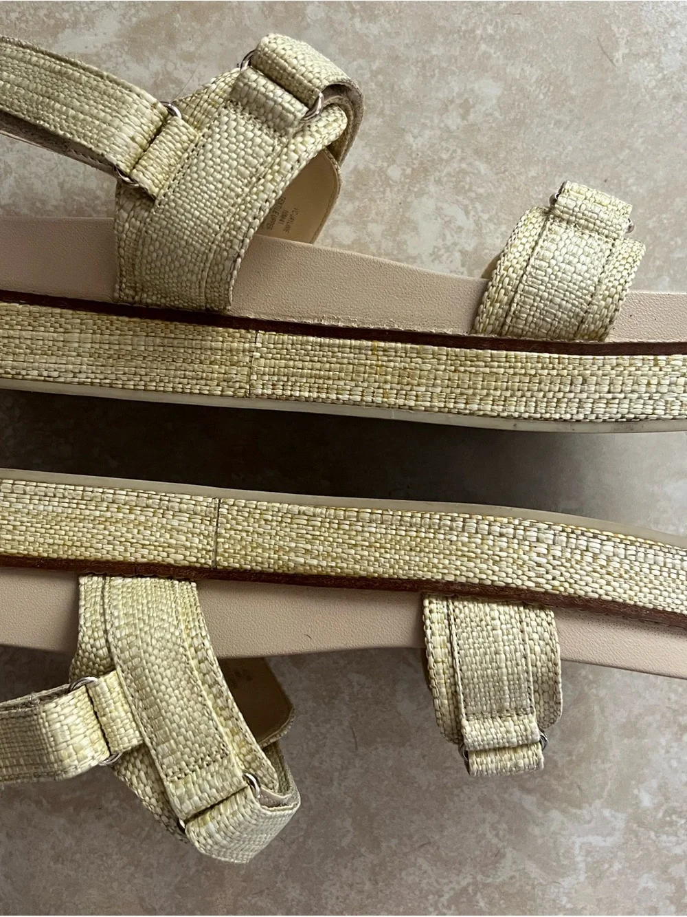 Vince Camuto Metallic Beige Woven Slide Sandals